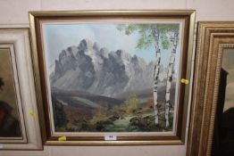 A indistinctly signed oil on board depicting a mou