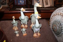 Six oriental ducks