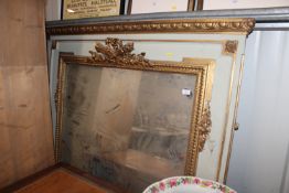A large painted and gilt frame wall mirror
