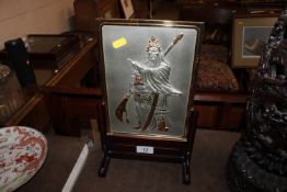 A Royal Selangor pewter Kwan Kung plaque on stand