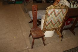 An carved oak spinning chair