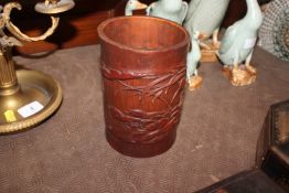 A Chinese bamboo brush pot