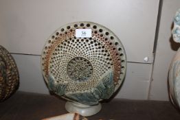 A Bernard Rooke pottery table lamp decorated with