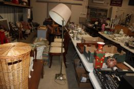 A Corinthian column standard lamp and shade