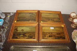 Four gilt framed hare coursing prints