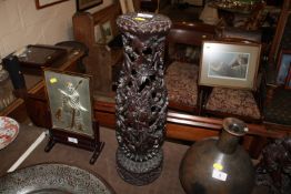 A Indonesian hardwood carved table lamp base
