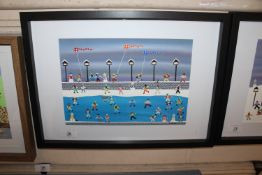 G Barker framed and glazed acrylic 'Skating'