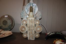 A Bernard Rooke pottery table lamp