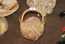 A Bernard Rooke pottery bowl and cover with cane h