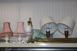 Five table lamps and shades