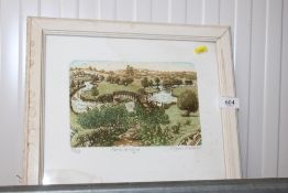 Glynn Thomas, original copper plate etching of Fenn Bridge 59 /150