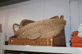Three wicker baskets