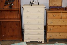 A painted pine chest fitted six drawers