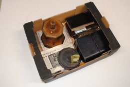 A box containing a horn handled penknife; a cigare