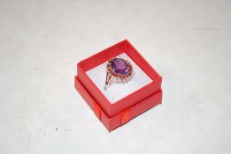A large sterling silver amethyst and garnet set dr