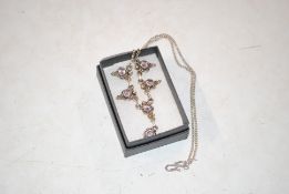A vintage silver amethyst set necklace