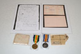 WWI pair of medals to 90606 GNR A J Young RGA