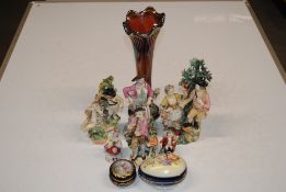 Four Meissen style Continental porcelain figures;