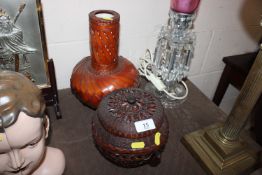 Two wicker covered Japanese vases