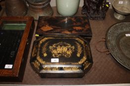 Two oriental lacquered and gilt decorated boxes