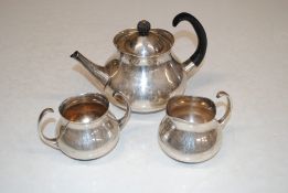 A Mappin & Webb silver plated three piece tea set designed by Eric Clements