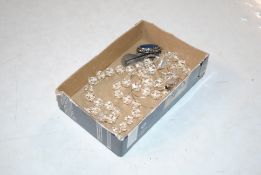 A vintage crystal necklace; two silver chains with