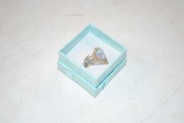 A vintage sterling silver and moonstone set ring s