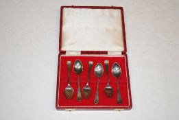 A cased set of six silver spoons