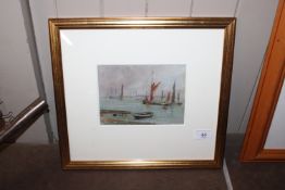 A gilt framed and glazed watercolour study depicte