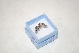 A vintage sterling silver amethyst and marcasite r