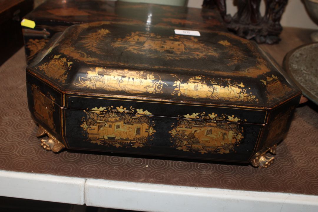 Two oriental lacquered and gilt decorated boxes - Image 5 of 14