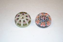 Two Millefiori glass paperweights