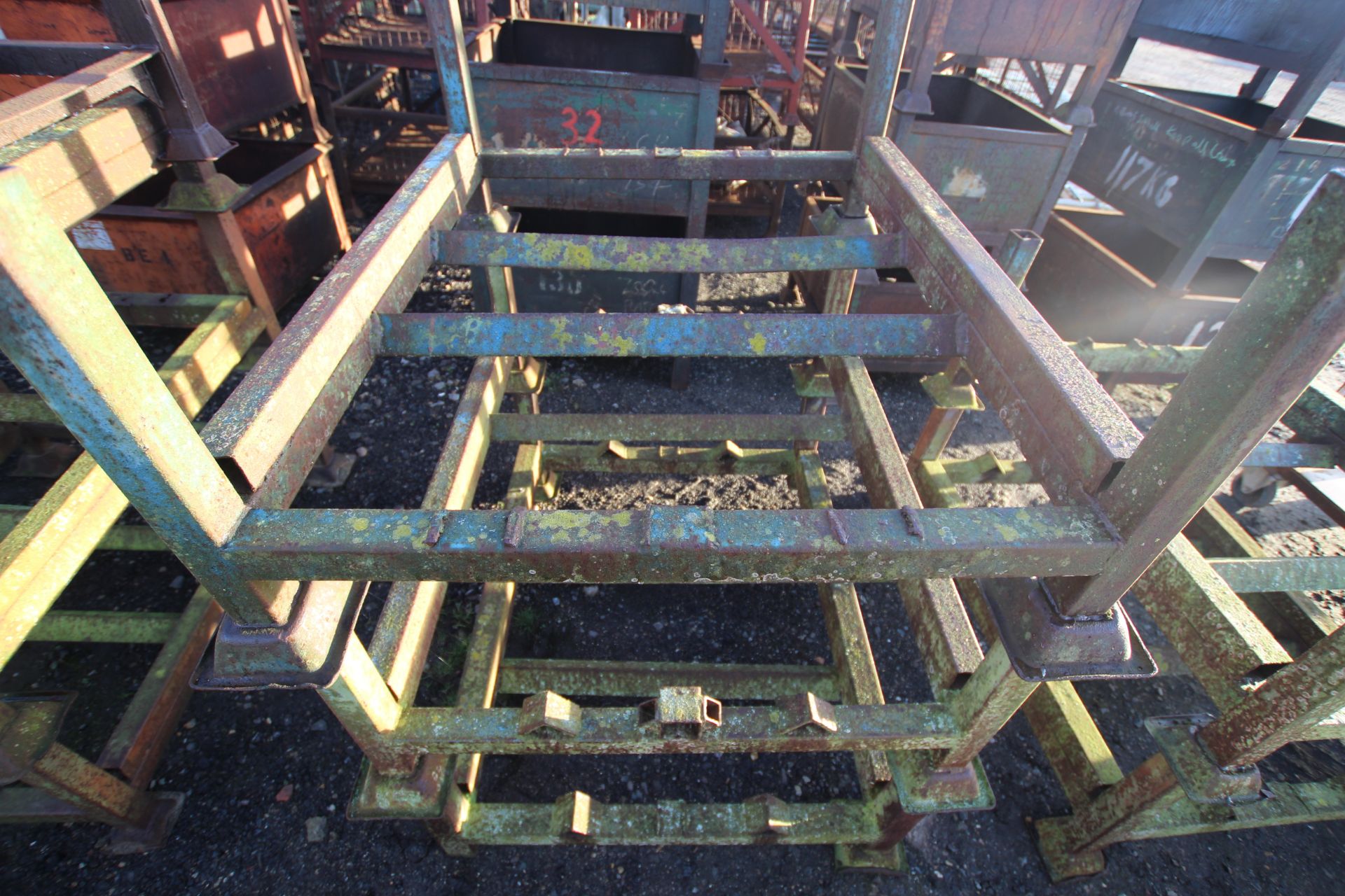 3x open metal stillages, approx. 39" deep x 47" wide x 21" high. V - Image 2 of 2