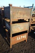 3x metal stillages with sheet metal sides, approx. 34