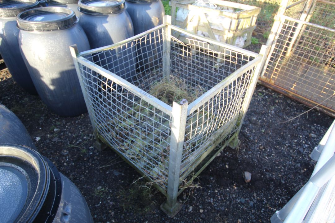 Metal stillage with mesh sides, approx. 35" wide x 35" deep x 35" high. - Image 1 of 2