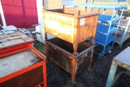 Two metal stillages with sheet metal sides, approx. 24