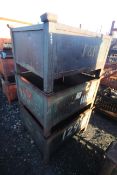 3x metal stillages with sheet metal sides, approx. 35