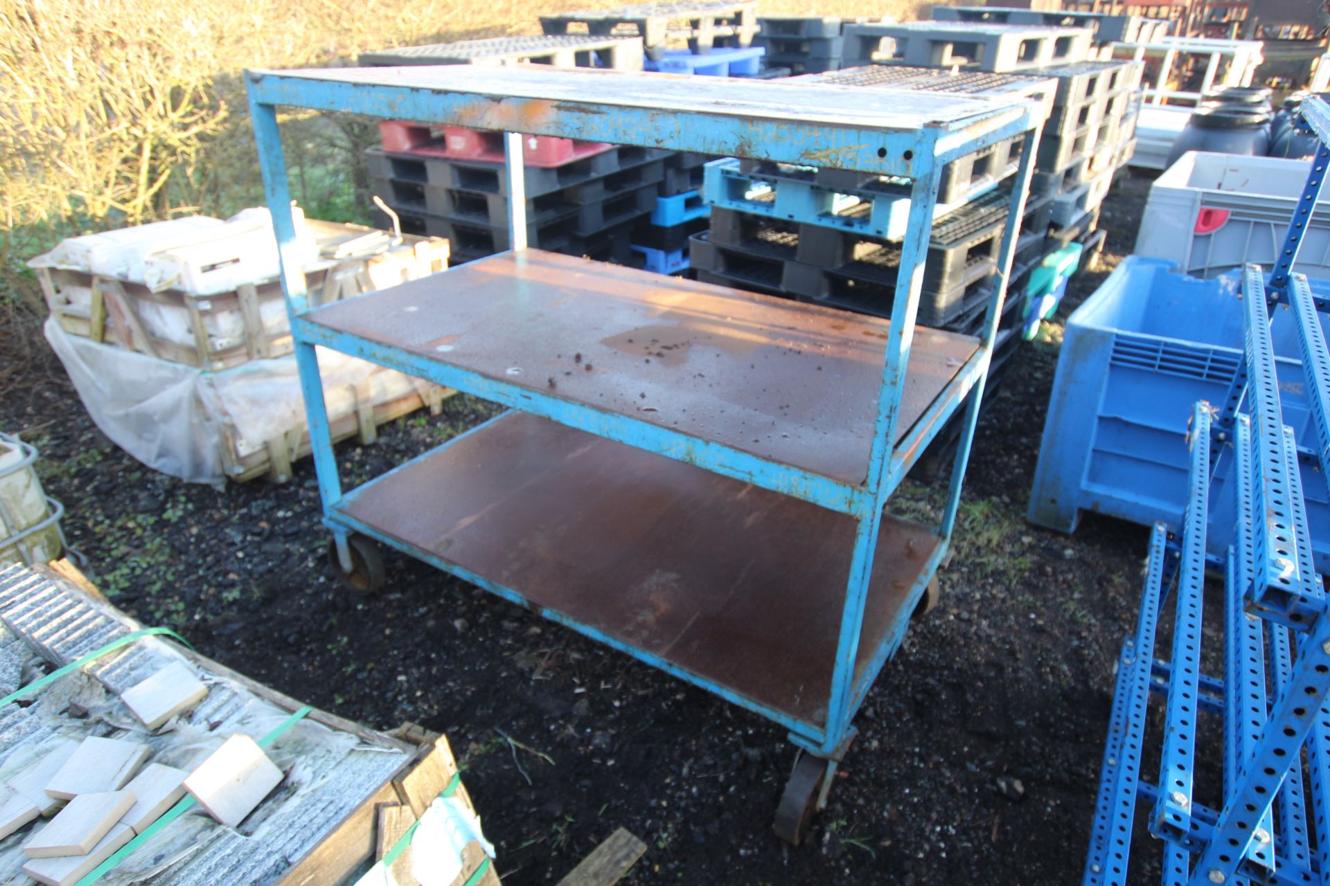 Metal three tier trolley.