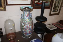 A large Chinese Canton baluster vase table lamp