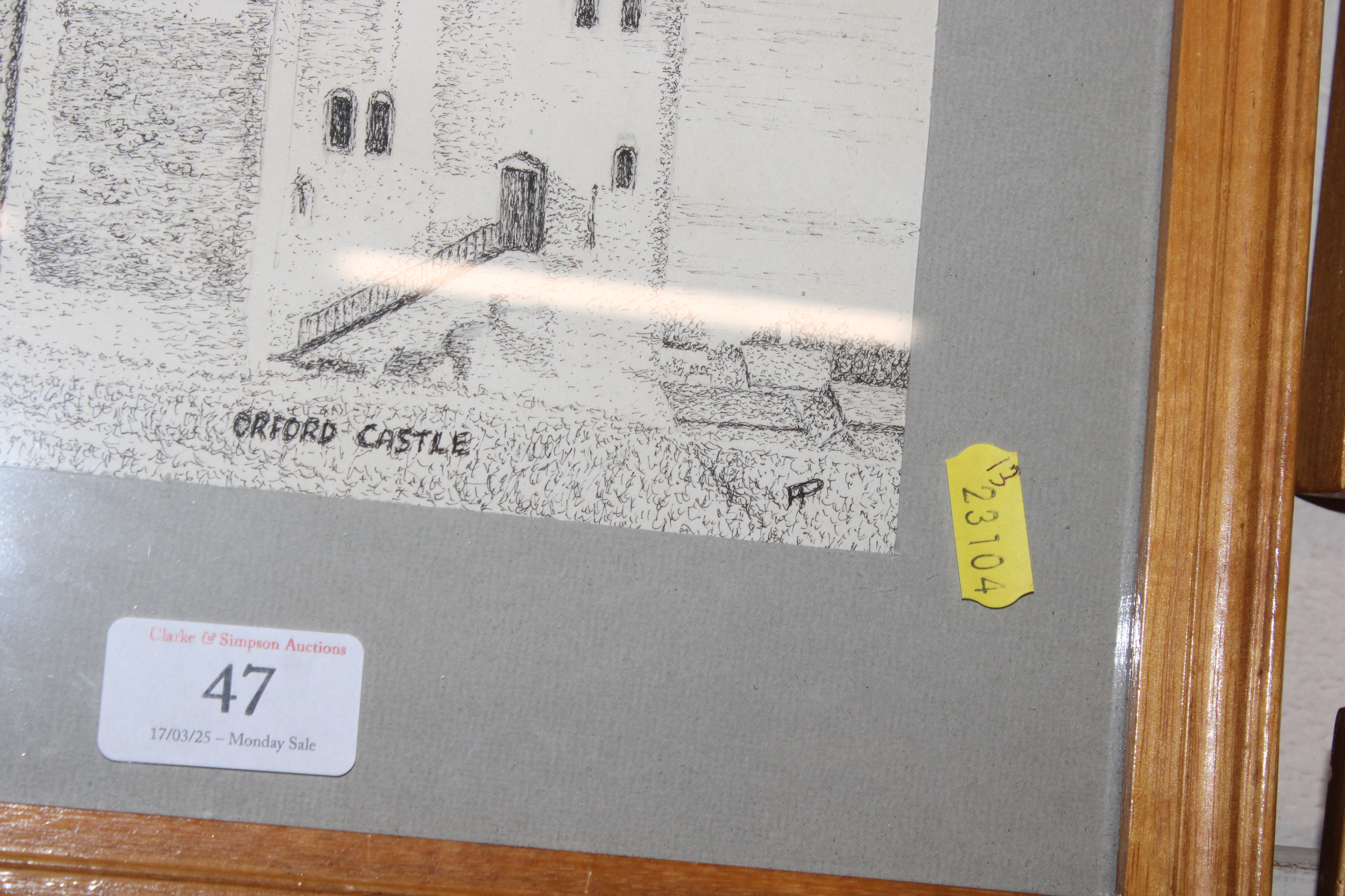 Pen and ink study of Orford Castle and Orford Chur - Image 3 of 5
