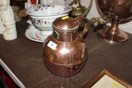 An antique copper Guernsey jug