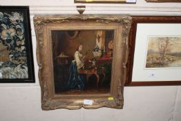 French school, oil on board study of a woman in an