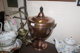 An antique copper samovar