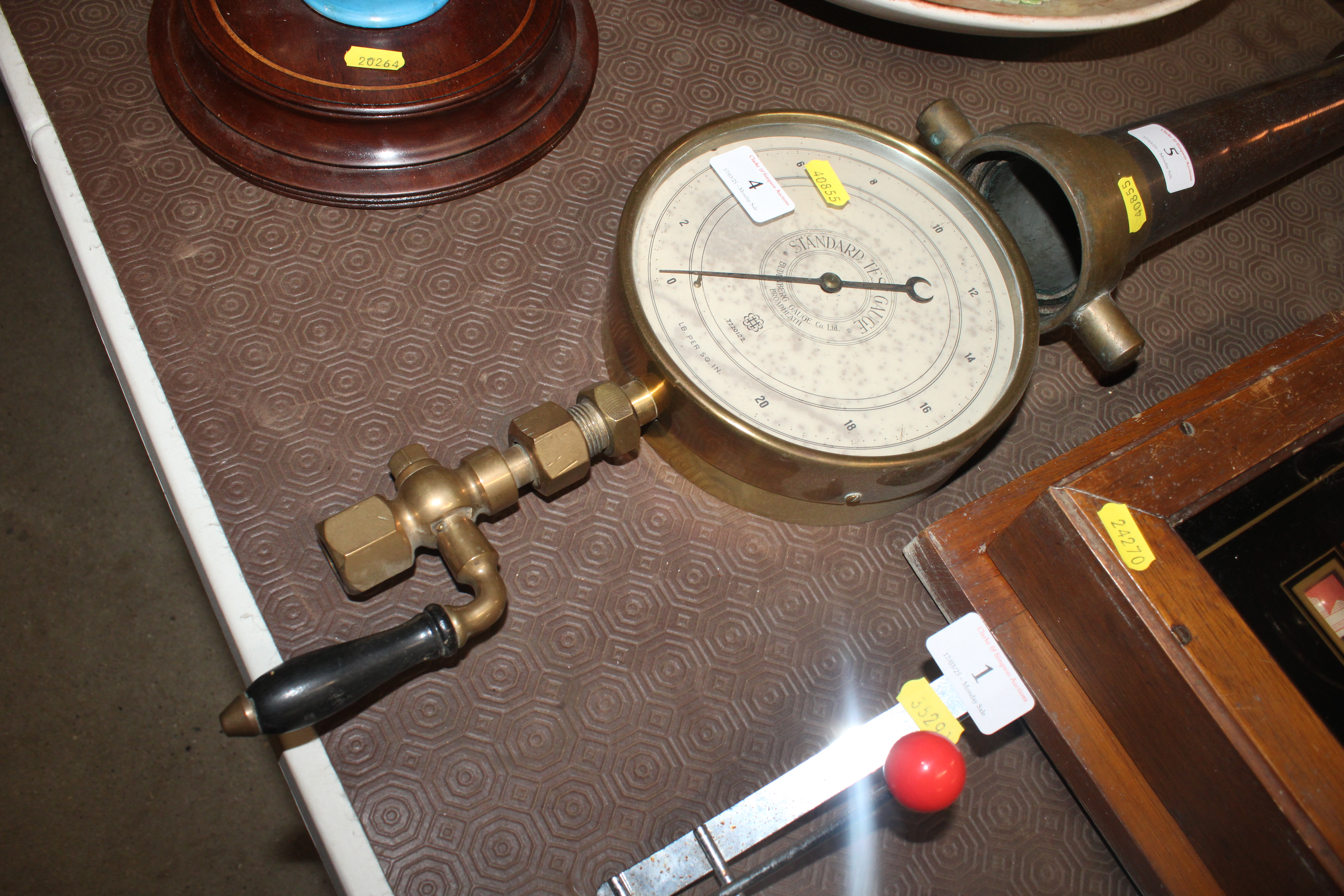 A Budenberg standard test gauge complete with shut