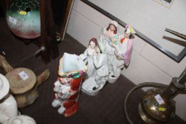 Two Victorian Staffordshire figure groups and a St