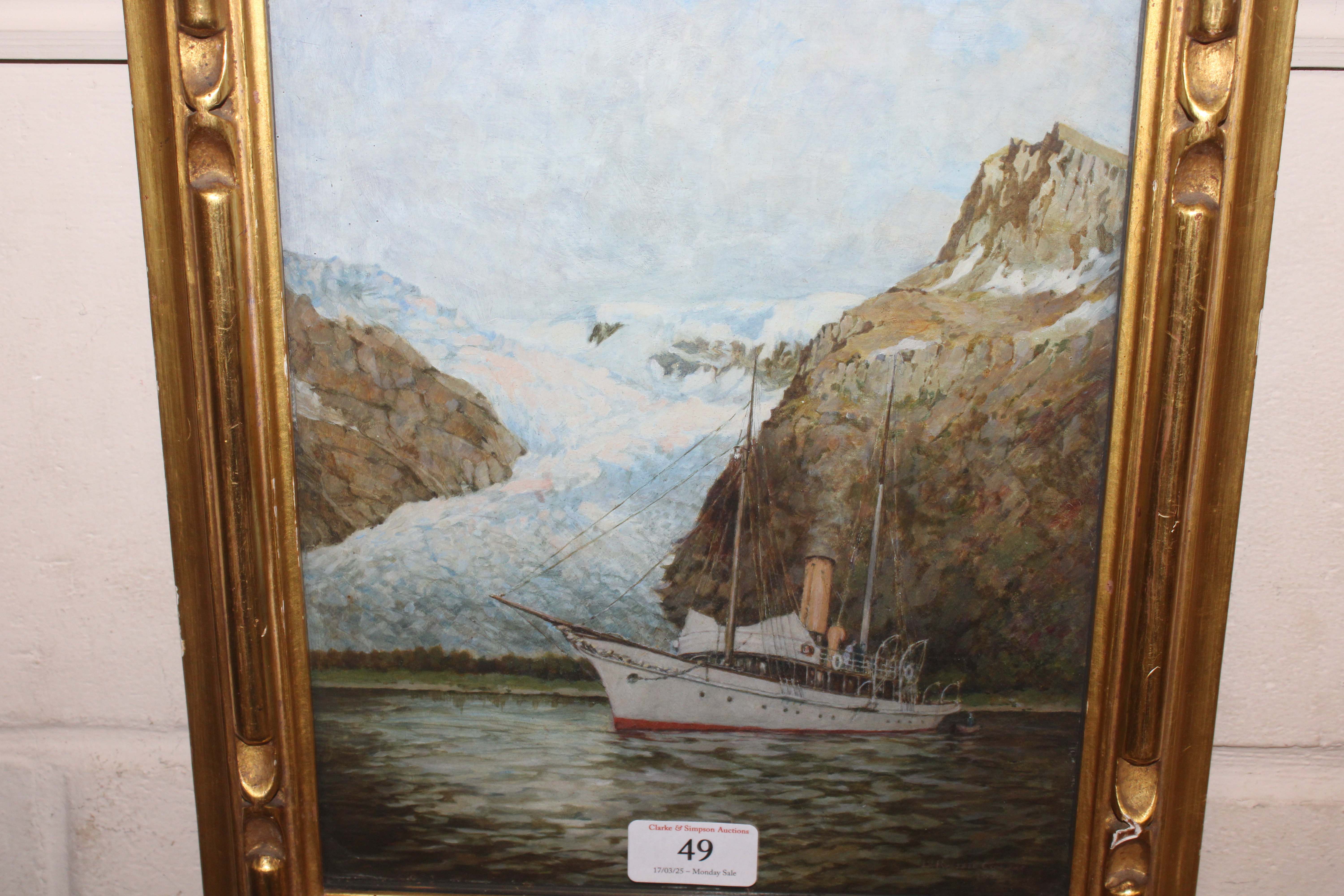 Early 20th Century study of a sailing steam yacht - Image 2 of 4