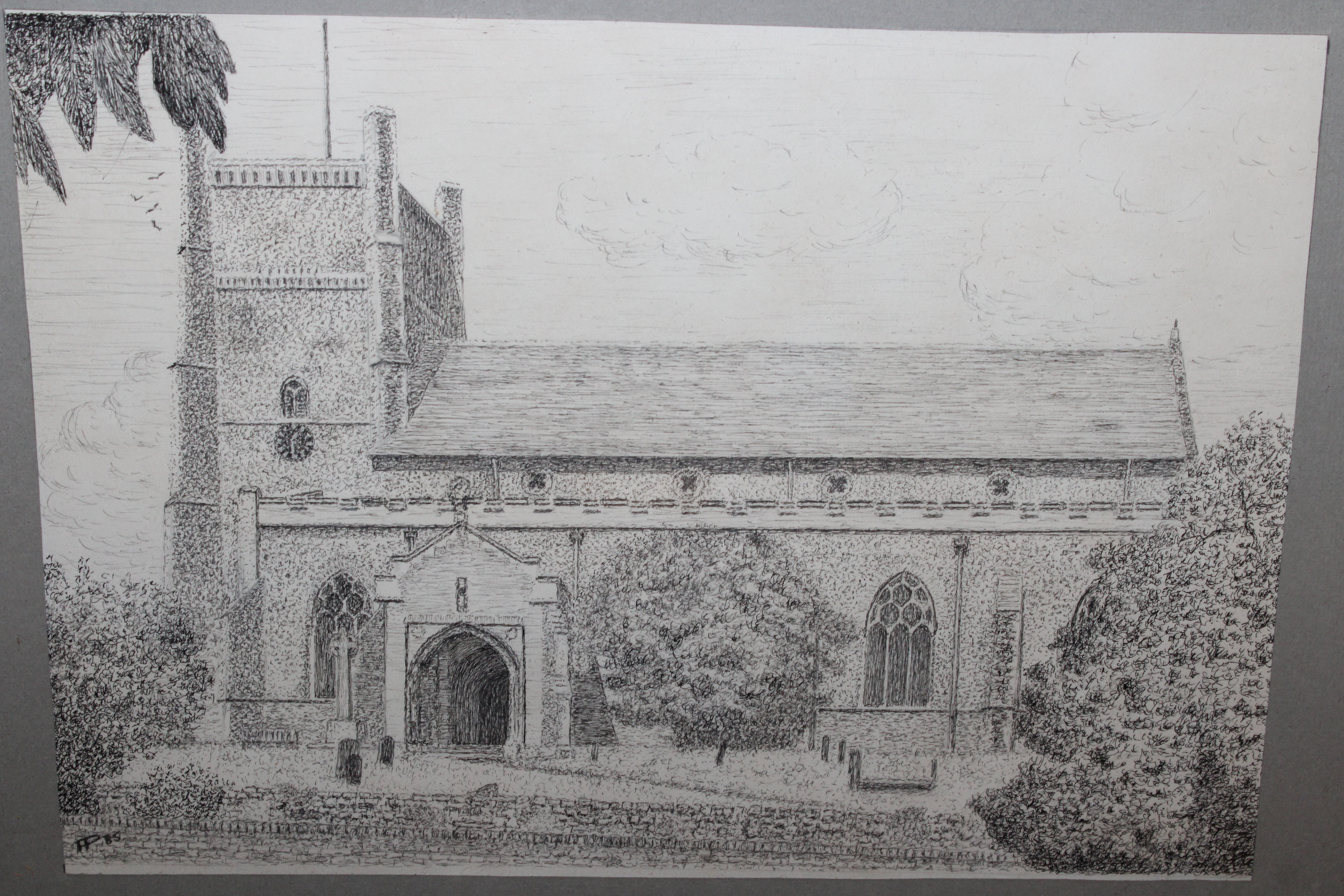 Pen and ink study of Orford Castle and Orford Chur - Image 4 of 5
