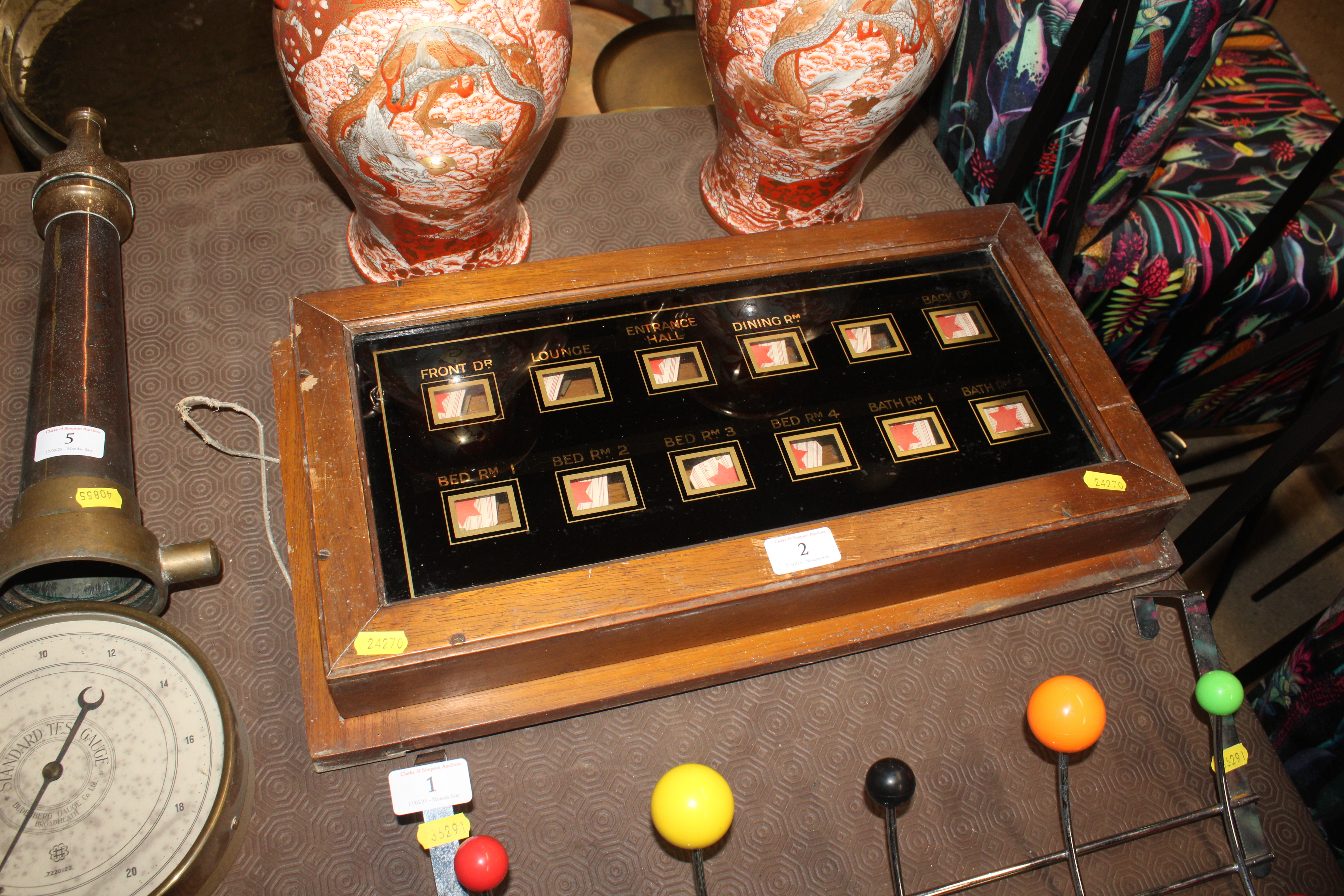 A vintage country house servants bell panel