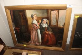 English school, oil on canvas study of two women c