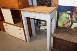 A part painted pine side table fitted single drawer